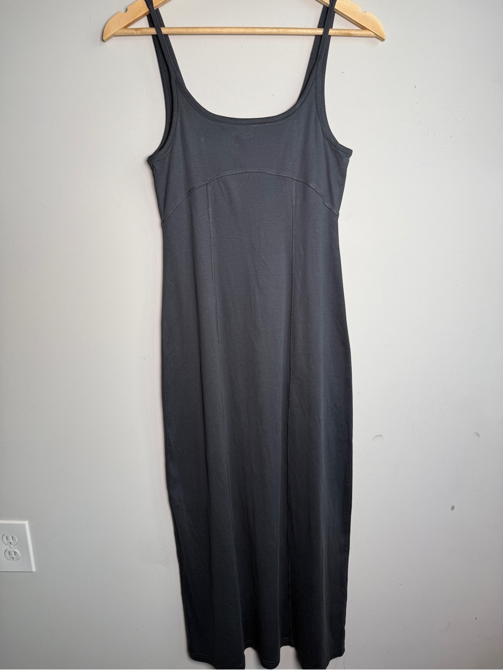 Urban Revivo Charcoal Gray Bodycon Cotton Scoop Neck Midi Tank Dress Sz 4